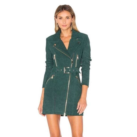 X by NBD Nicole Petrol Green Suede Coat NWOT size 4 - Picture 1 of 13